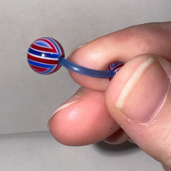 14 Gauge Red, White, and Blue Flag Design Belly Ring - Picture 10 of 12